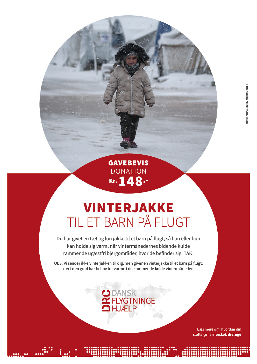 Give a winter jacket to a child on the run