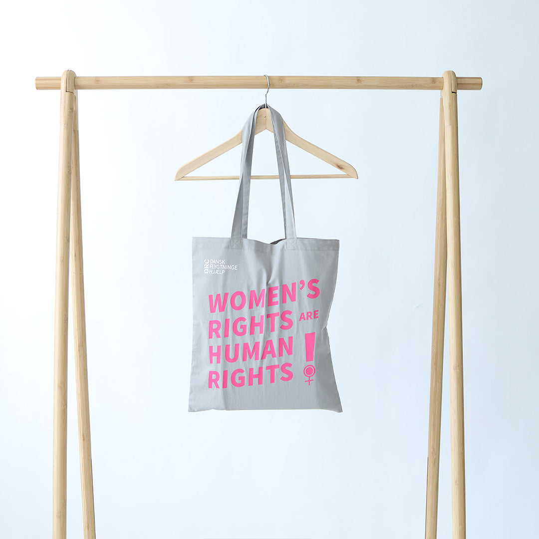 Women's Rights are Human Rights tote bag grey/pink